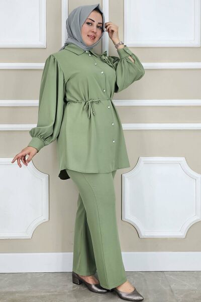 PYS KADIN ÇİÇEK BROŞ DETAYLI TESETTÜR TAKIM HAKİ - 5 BEDEN