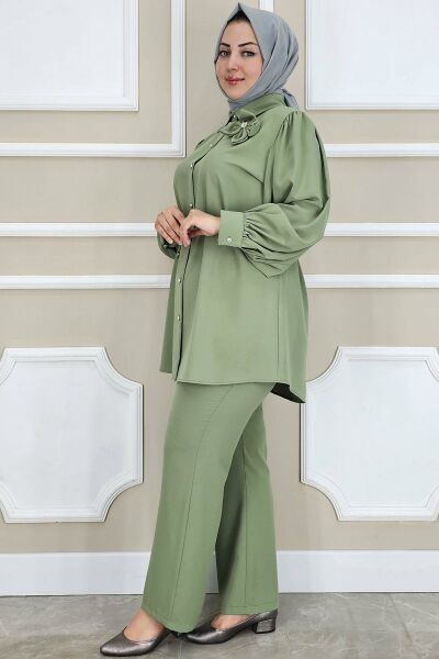 PYS KADIN ÇİÇEK BROŞ DETAYLI TESETTÜR TAKIM HAKİ - 5 BEDEN