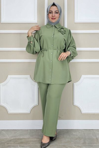 PYS KADIN ÇİÇEK BROŞ DETAYLI TESETTÜR TAKIM HAKİ - 5 BEDEN