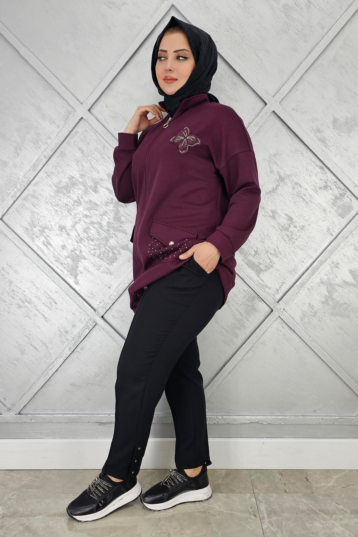 KADIN RİVET DETAYLI PANTOLON SİYAH - 44