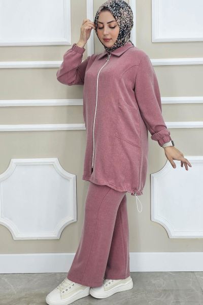 PYS KADIN FERMUARLI TESETTÜR TUNİK GÜL KURUSU - 4 BEDEN