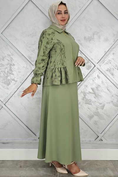 PYS KADIN BÜZGÜ DETAYLI TESETTÜR TAKIM HAKİ - 3 BEDEN