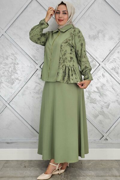 PYS KADIN BÜZGÜ DETAYLI TESETTÜR TAKIM HAKİ - 3 BEDEN