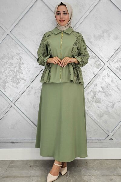 PYS KADIN BÜZGÜ DETAYLI TESETTÜR TAKIM HAKİ - 3 BEDEN