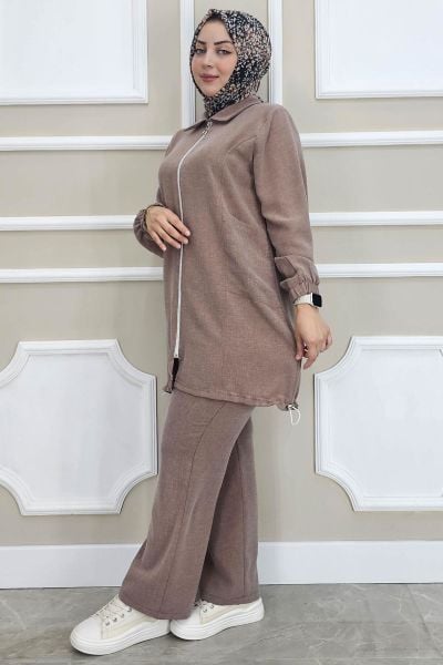PYS KADIN FERMUARLI TESETTÜR TUNİK SOMON - 2 BEDEN
