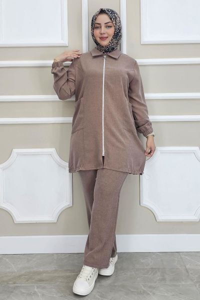 PYS KADIN FERMUARLI TESETTÜR TUNİK SOMON - 2 BEDEN