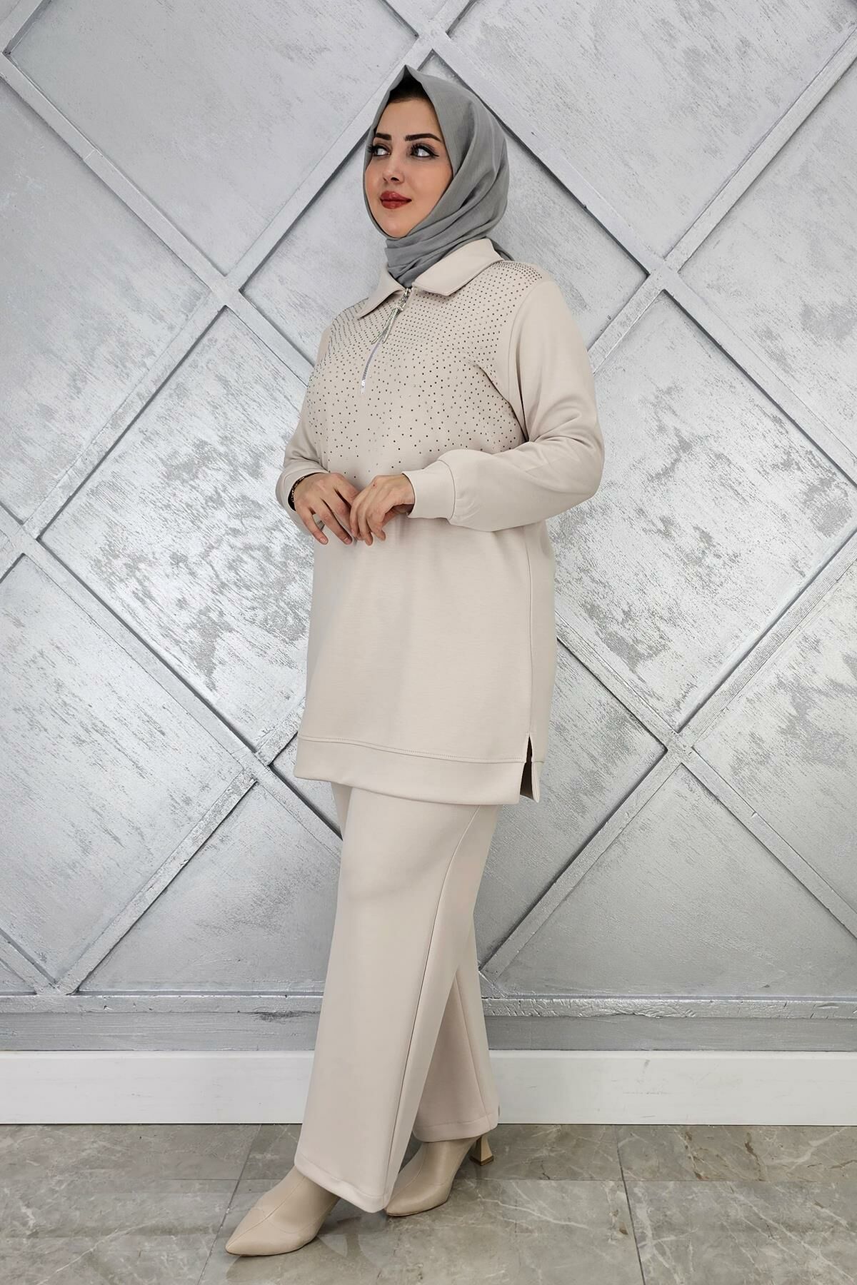 KADIN BEDEN TAŞ DRTAYLI TESETTÜR TAKIM TAŞ - 4 BEDEN