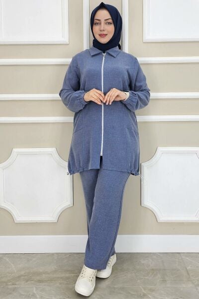 PYS KADIN FERMUARLI TESETTÜR TUNİK MAVİ - 2 BEDEN