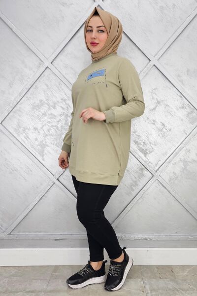 KADIN DÜĞME DETAYLI TESETTÜR TUNİK MİNT YEŞİLİ - L