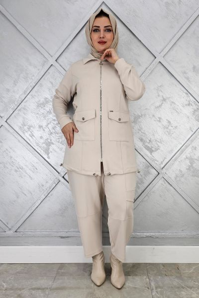 KADIN ÇIT ÇIT FERMUARLI TESETTÜR TAKIM TAŞ - 5 BEDEN