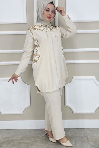 PYS KADIN KOMBİN DETAYLI TESETTÜR TAKIM TAŞ - 4 BEDEN