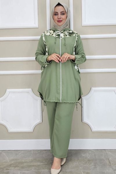 PYS KADIN KOMBİN DETAYLI TESETTÜR TAKIM HAKİ - 2 BEDEN