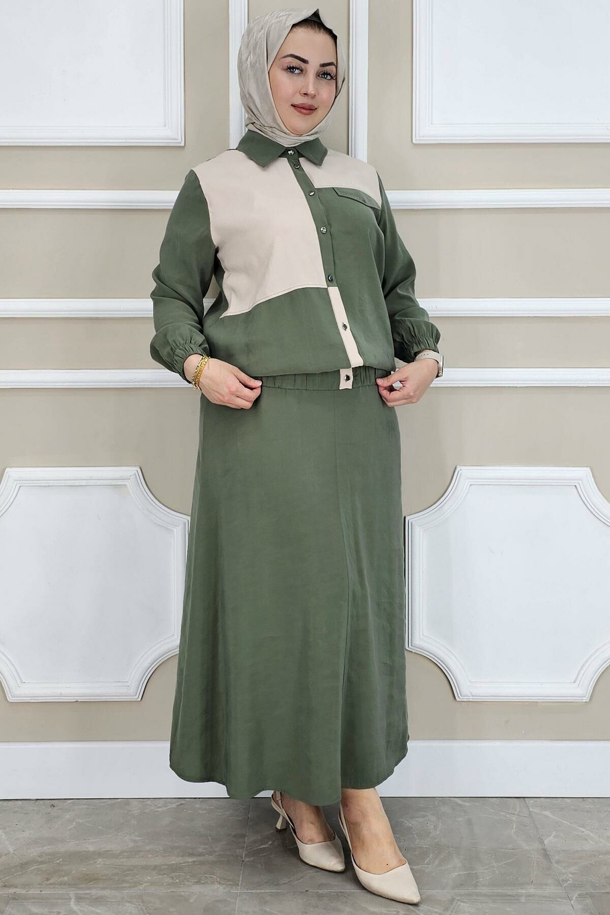 PYS KADIN KOMBİNLİ TESETTÜR TAKIM HAKİ - 5 BEDEN