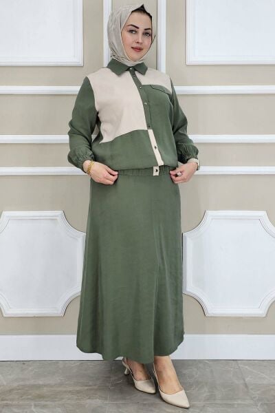 PYS KADIN KOMBİNLİ TESETTÜR TAKIM HAKİ - 4 BEDEN