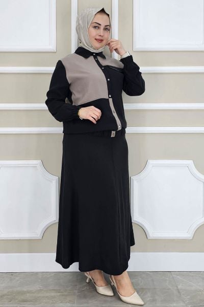 PYS KADIN KOMBİNLİ TESETTÜR TAKIM SİYAH - 5 BEDEN