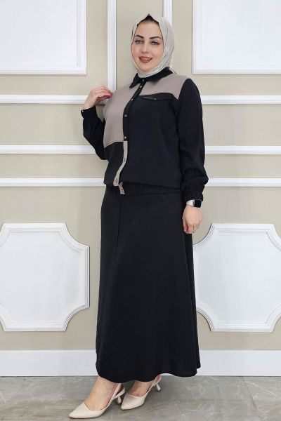 PYS KADIN KOMBİNLİ TESETTÜR TAKIM SİYAH - 5 BEDEN