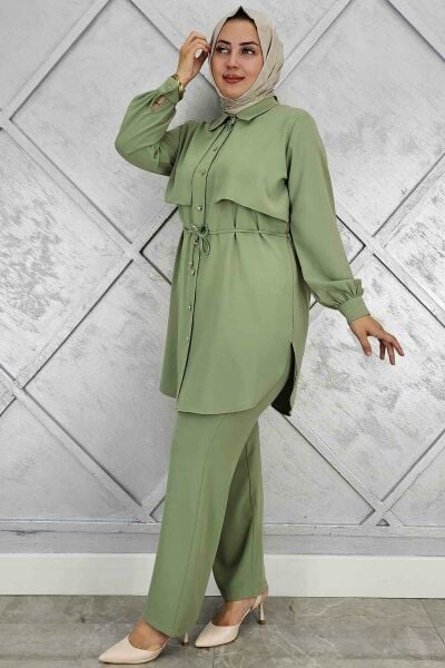 PYS KADIN BELİ BAĞCIKLI TESETTÜR TAKIM YEŞİL - 3 BEDEN