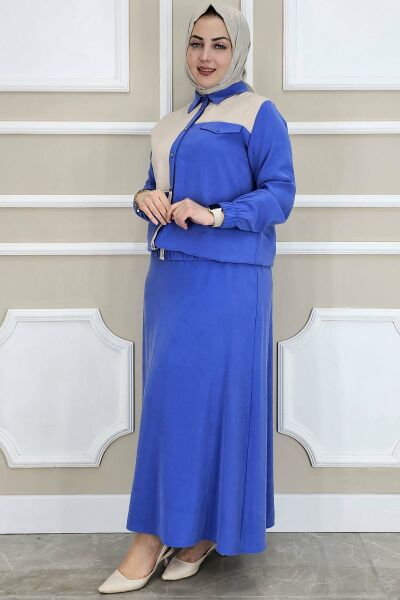 PYS KADIN KOMBİNLİ TESETTÜR TAKIM İNDİGO - 5 BEDEN