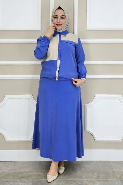 PYS KADIN KOMBİNLİ TESETTÜR TAKIM İNDİGO - 5 BEDEN