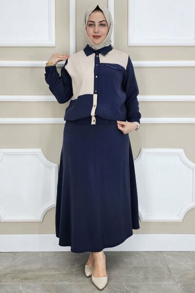 PYS KADIN KOMBİNLİ TESETTÜR TAKIM LACİVERT - 4 BEDEN