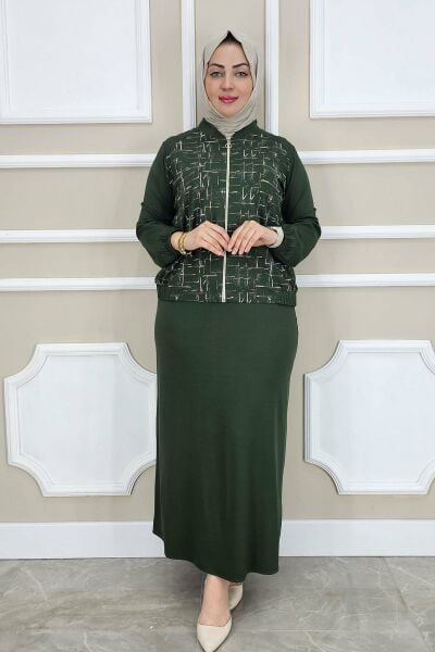 PYS KADIN DESENLİ TESETTÜR TAKIM HAKİ - 5 BEDEN