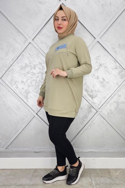 KADIN DÜĞME DETAYLI TESETTÜR TUNİK HAKİ - XL