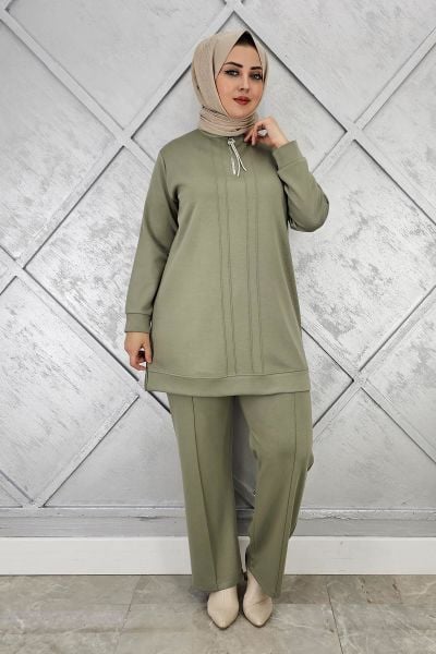 KADINFERMUAR DETAYLI TESETTÜR TAKIM HAKİ - 5 BEDEN