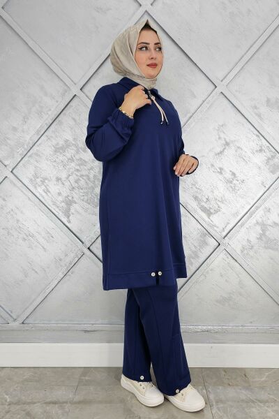 KADIN DÜĞME DETAYLI TESETTÜR TAKIM PARLEMENT - 5 BEDEN