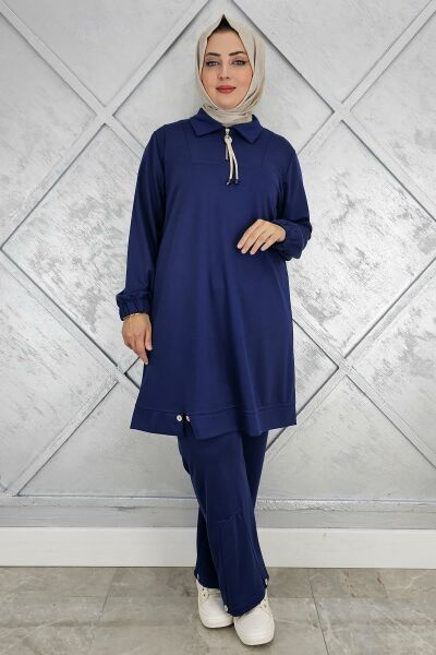 KADIN DÜĞME DETAYLI TESETTÜR TAKIM PARLEMENT - 5 BEDEN