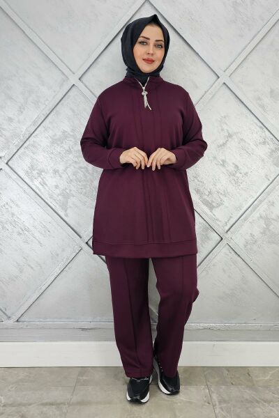 KADINFERMUAR DETAYLI TESETTÜR TAKIM BORDO - 4 BEDEN
