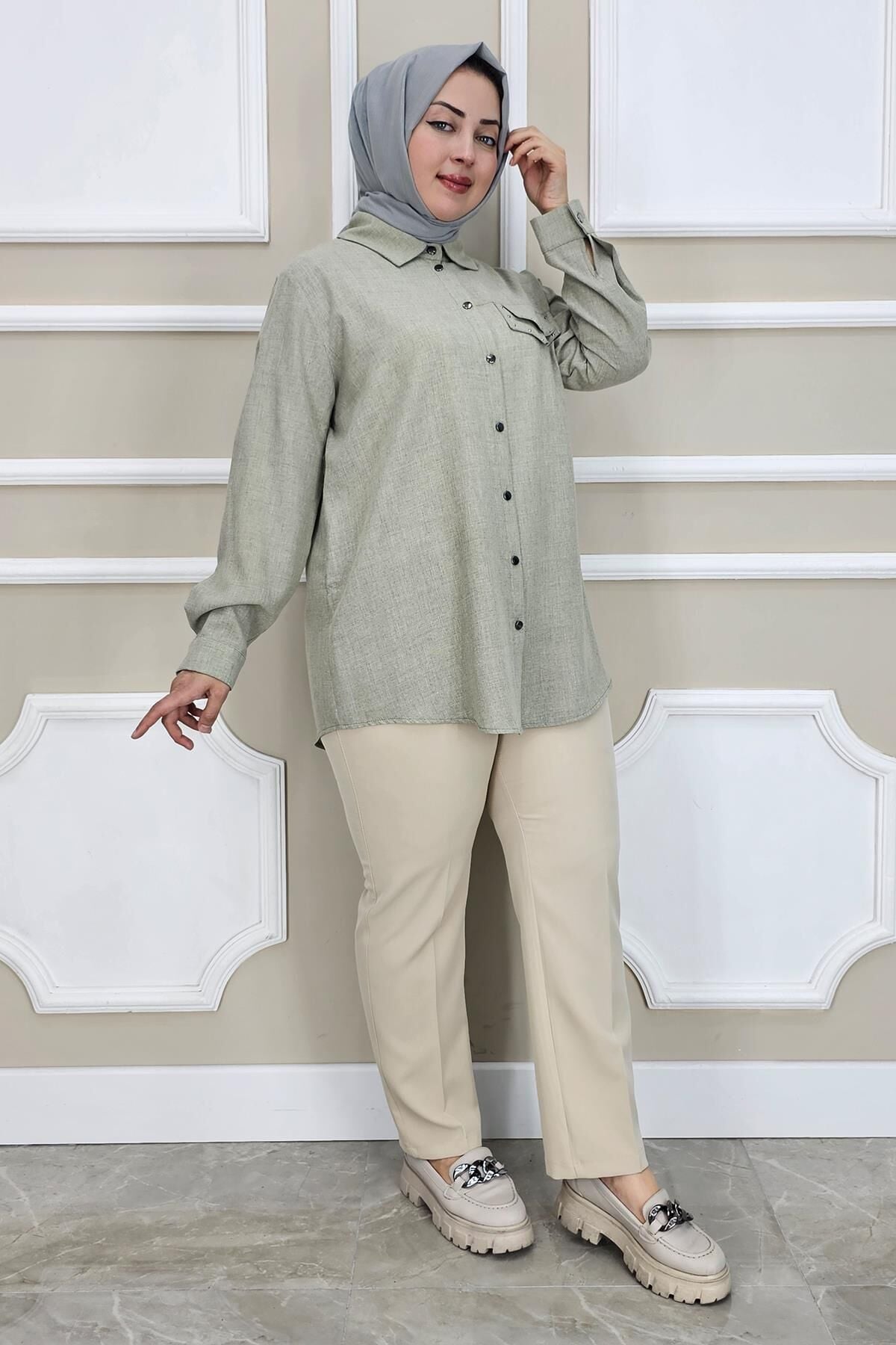 KADIN KORSAJLI BATTAL PANTOLON TAŞ - 44