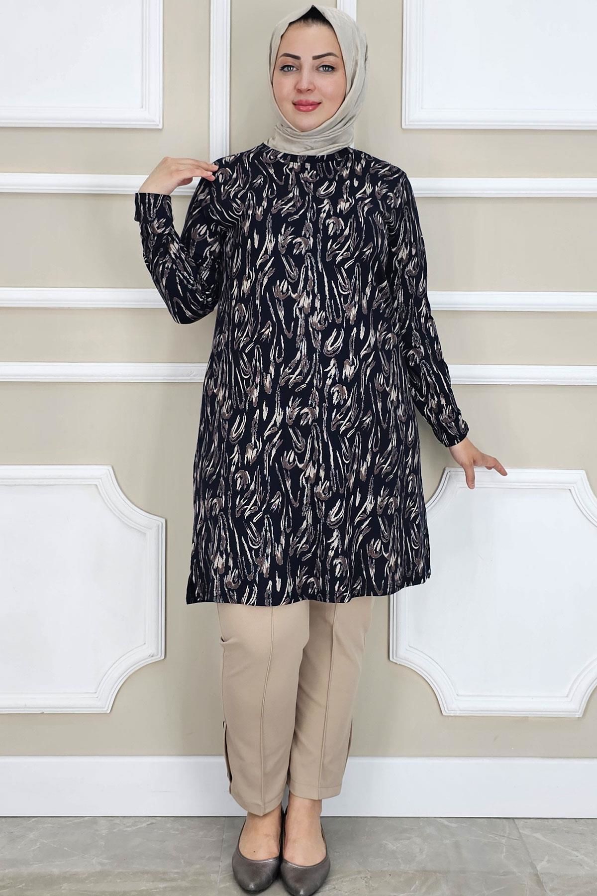 PYS KADIN DALGA DESENLİ TESETTÜR TUNİK