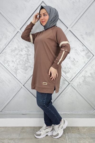 KADIN KOLLARI KUŞGÖZÜ AKSESUARLI TESETTÜR TUNİK VİZON - 3 BEDEN