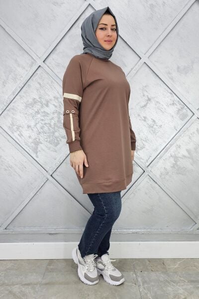 KADIN KOLLARI KUŞGÖZÜ AKSESUARLI TESETTÜR TUNİK VİZON - 3 BEDEN