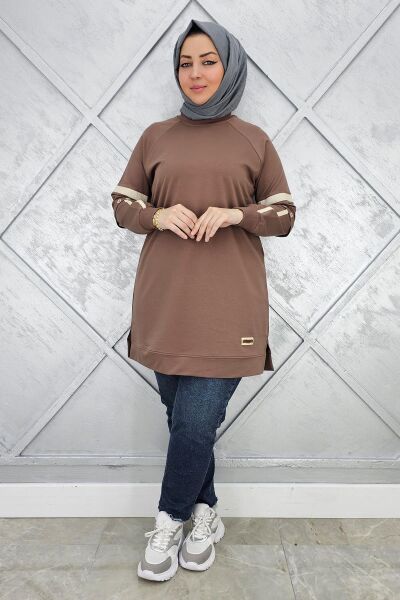 KADIN KOLLARI KUŞGÖZÜ AKSESUARLI TESETTÜR TUNİK VİZON - 3 BEDEN