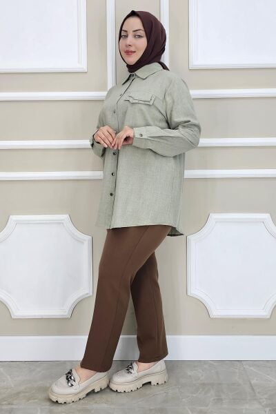KADIN KORSAJLI BATTAL PANTOLON KAHVERENGİ - 58