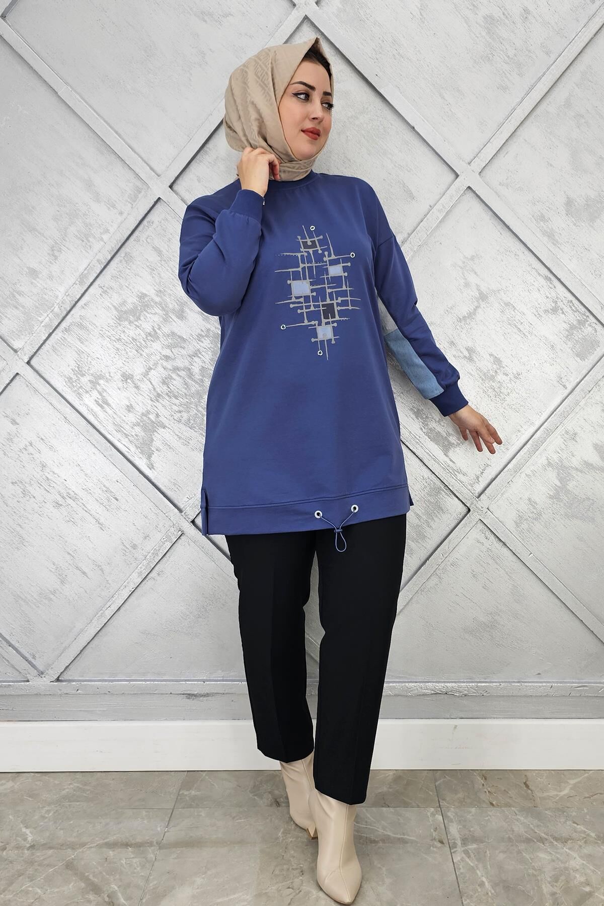 KADIN BASKI DETAYLI TESETTÜR TUNİK