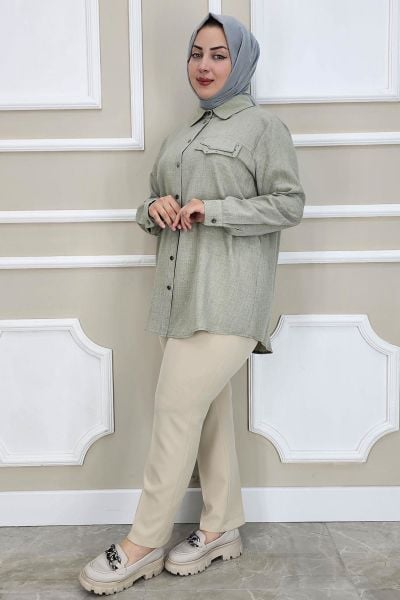 PYS KADIN KORSAJLI BATTAL PANTOLON TAŞ - 56