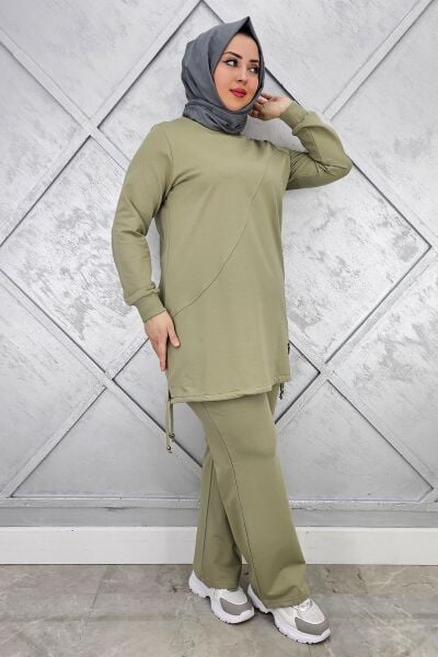 KADIN ARMA DETAYLI TESETTÜR TAKIM HAKİ - XL