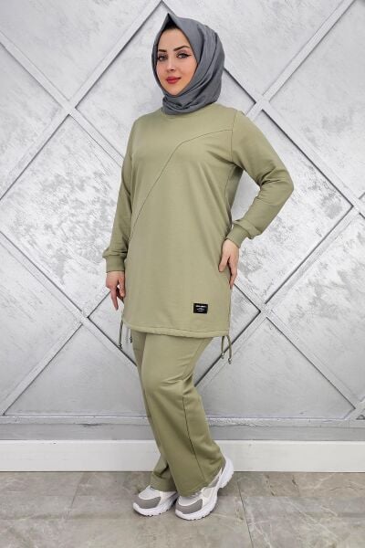 KADIN ARMA DETAYLI TESETTÜR TAKIM HAKİ - L