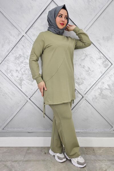 KADIN ARMA DETAYLI TESETTÜR TAKIM HAKİ - L