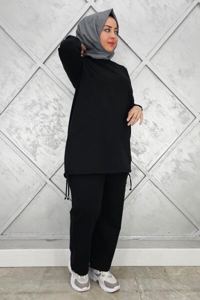 KADIN ARMA DETAYLI TESETTÜR TAKIM SİYAH - XL