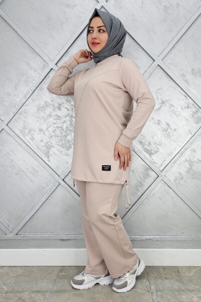 KADIN ARMA DETAYLI TESETTÜR TAKIM BEJ - 3XL