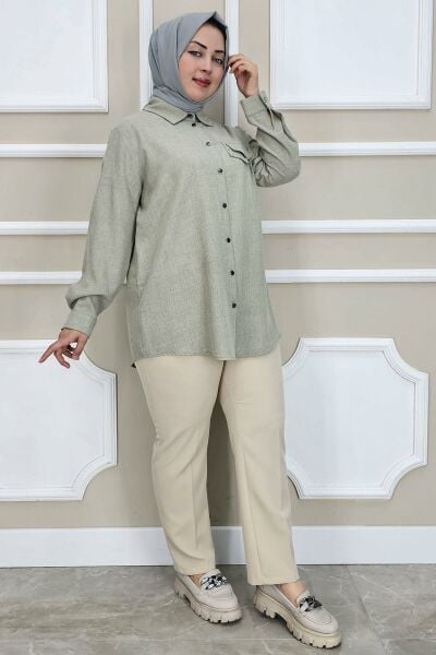 PYS KADIN KORSAJLI BATTAL PANTOLON TAŞ - 58