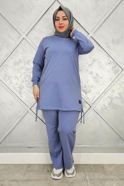 KADIN ARMA DETAYLI TESETTÜR TAKIM MAVİ - XL