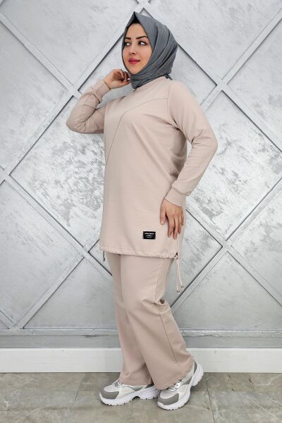 KADIN ARMA DETAYLI TESETTÜR TAKIM BEJ - 2XL
