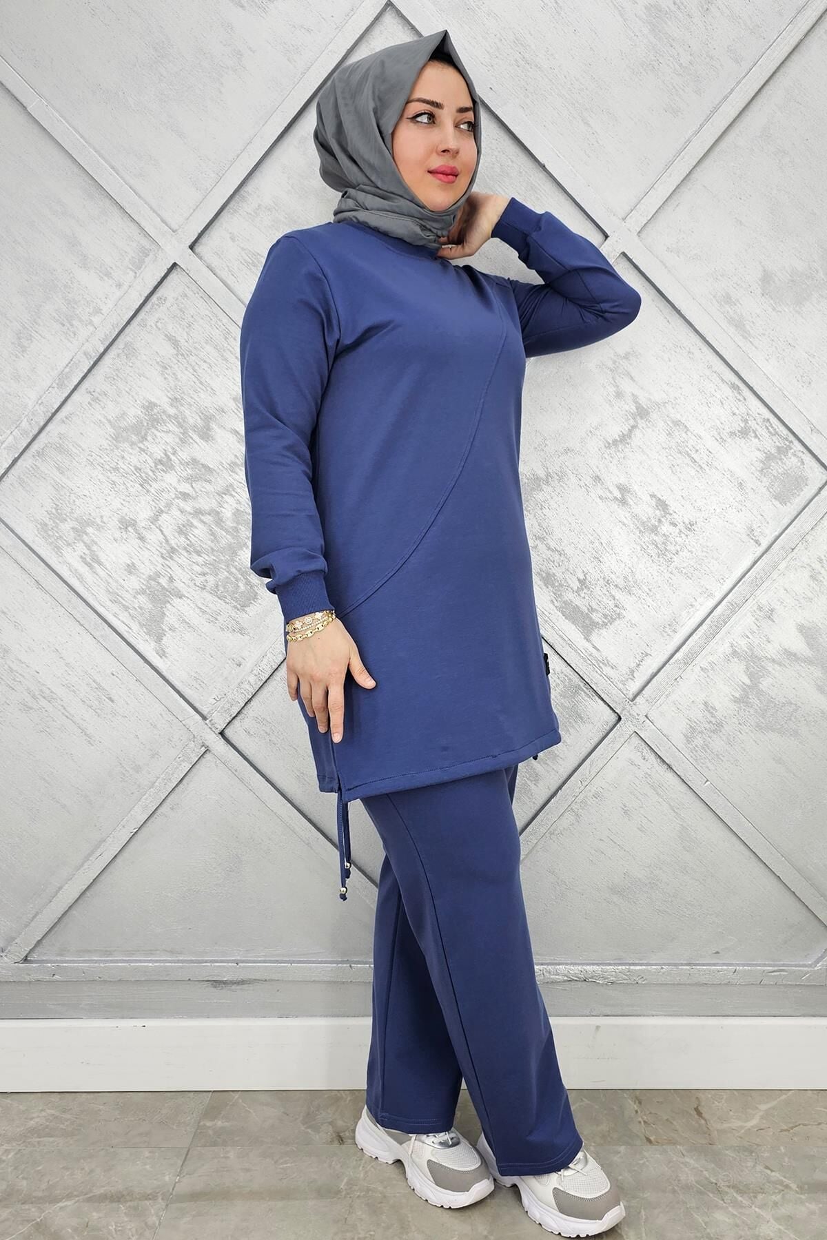 KADIN ARMA DETAYLI TESETTÜR TAKIM İNDİGO - 2XL