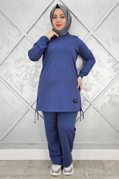 KADIN ARMA DETAYLI TESETTÜR TAKIM İNDİGO - 2XL