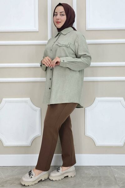 PYS KADIN KORSAJLI BATTAL PANTOLON KAHVERENGİ - 58