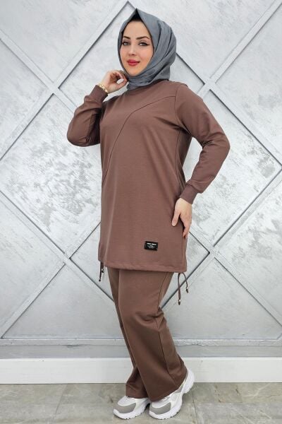 KADIN ARMA DETAYLI TESETTÜR TAKIM VİZON - L